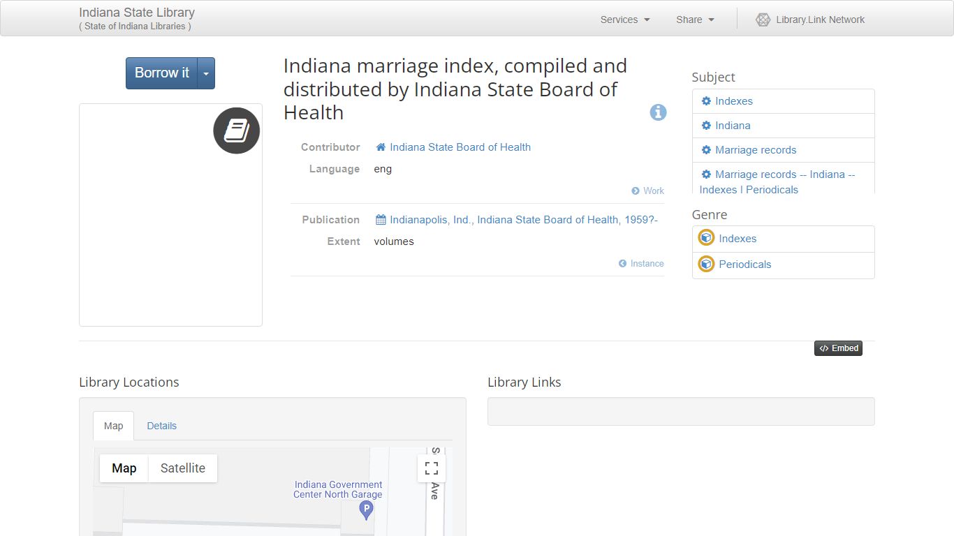 Indiana marriage index - Indiana State Library