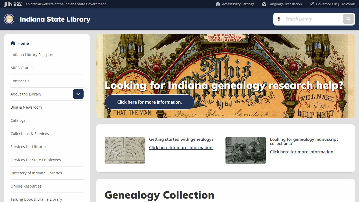 Indiana State Library: Genealogy